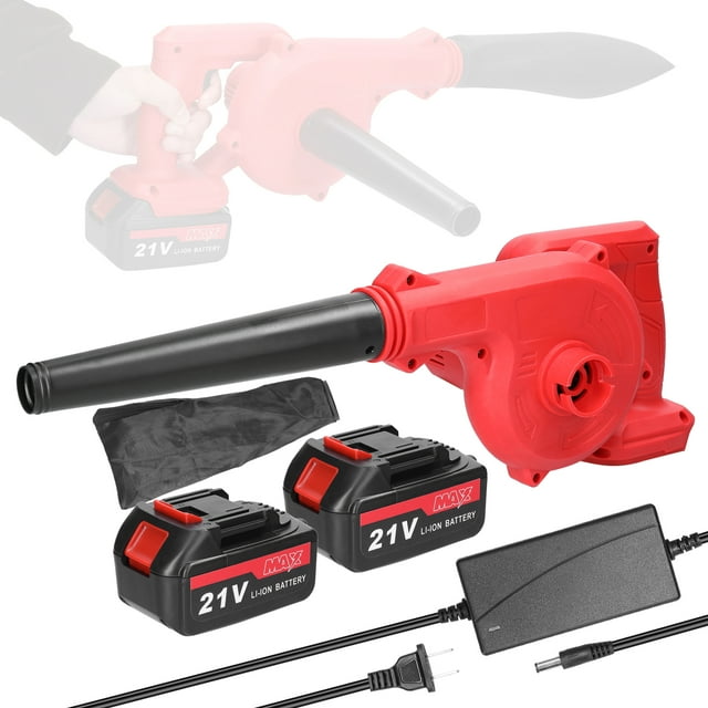 High-Power Electric Blower Strong Wind Air Blower Stepless Speed Change Dust Removal Fan Handheld Lithium Battery Home Courtyard Snow Cleaner Power Tool 2pcs US Plug