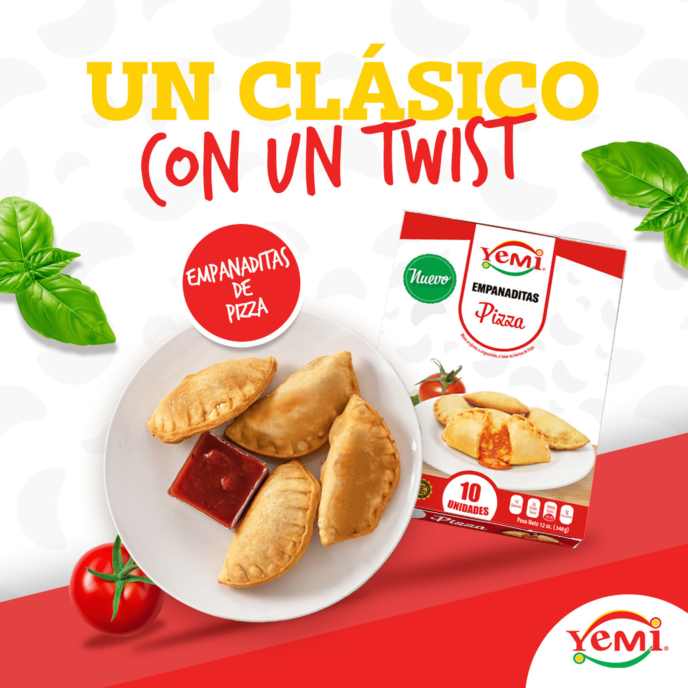 YEMI, Empanaditas de Pizza , 12 oz, 10 Count, Frozen, Cardboard Box
