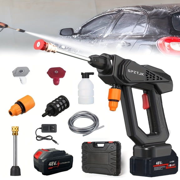 Cordless High-Pressure Car Wash Gun - 450PSI Electric Power Washer with Adjustable Nozzle, Water Cleaner for Cars, Fences, Floors & Home Outdoor Cleaning/Watering