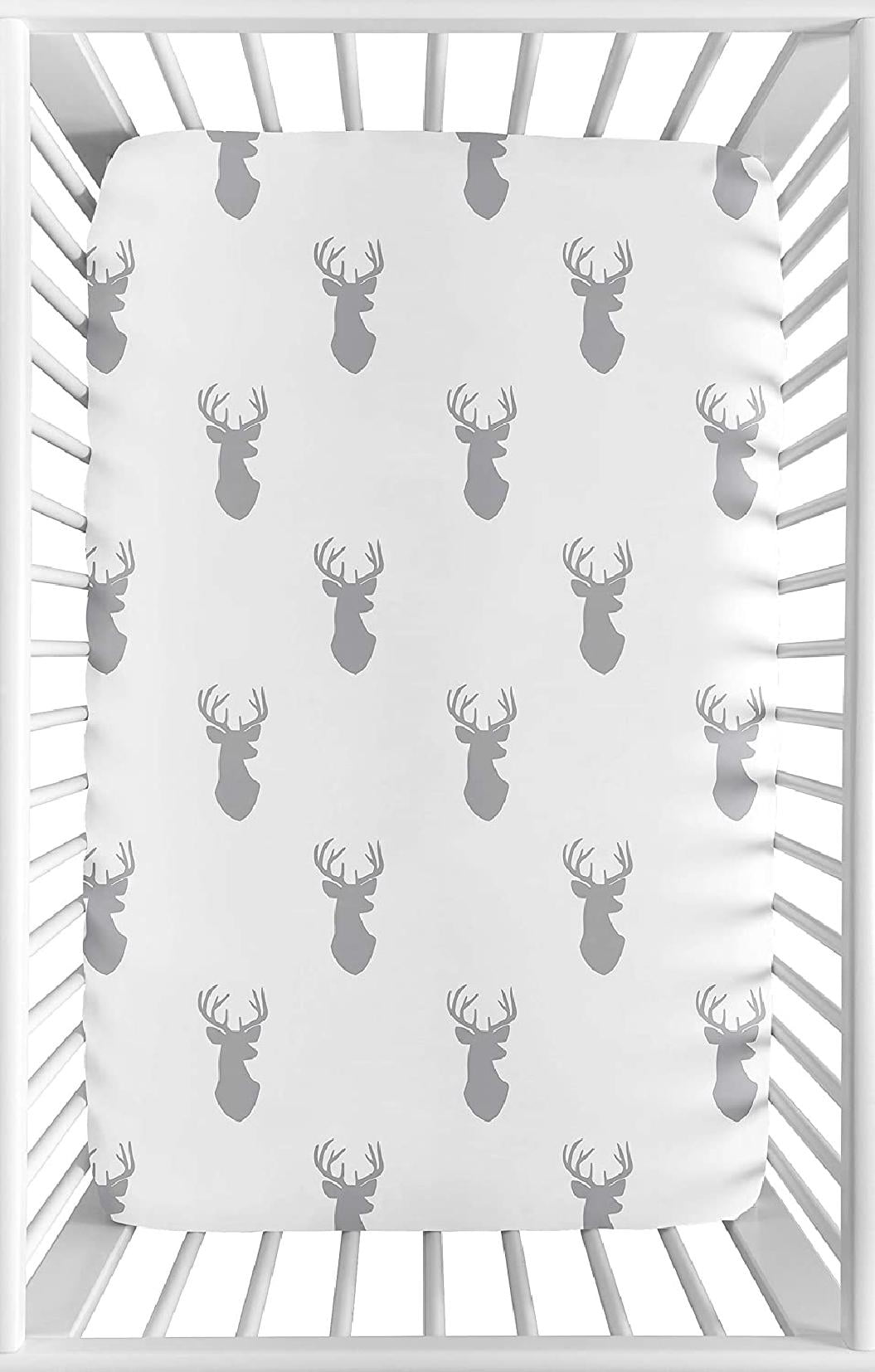 Grey Stag Baby Boy Fitted Mini Portable Crib Sheet for Woodland Deer