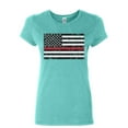 thumbnail image 1 of Tee Hunt American Flag Thin Line Women's T-Shirt Firefighter First Responder Shirt, Light Blue, Small, 1 of 4
