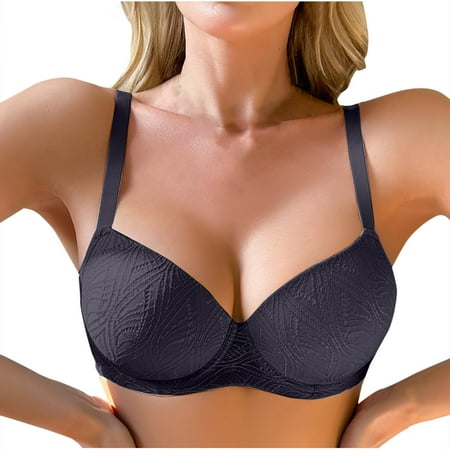 Yyeselk Women s Push Up Bra Lace Underwire Bra Lift Up Plunge Bra Seamless Comfortable Everyday Bras Black 90C