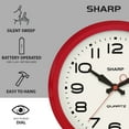 thumbnail image 6 of SHARP Retro Wall Clock Red Vintage Silent Non Ticking Bat Opp Quartz Analog Display, 6 of 8
