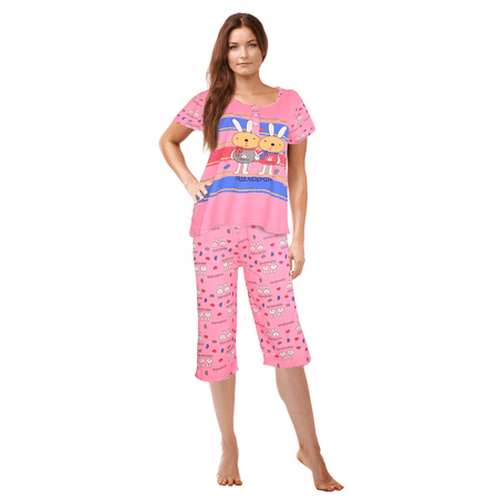 

JEFFRICO Womens Capri Set Sleepwear Soft Pajamas Sleep Nightshirts