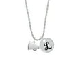 thumbnail image 2 of Delight Jewelry Silvertone Small White Megaphone Silvertone Script Initial Disc - L - Charm Necklace, 20"+3", 2 of 4