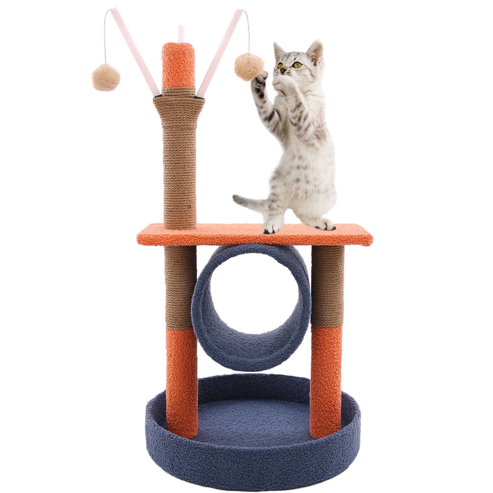 BRKURLEG Cat Tree 30", Blue Cat Activity Tower with Scratching Post