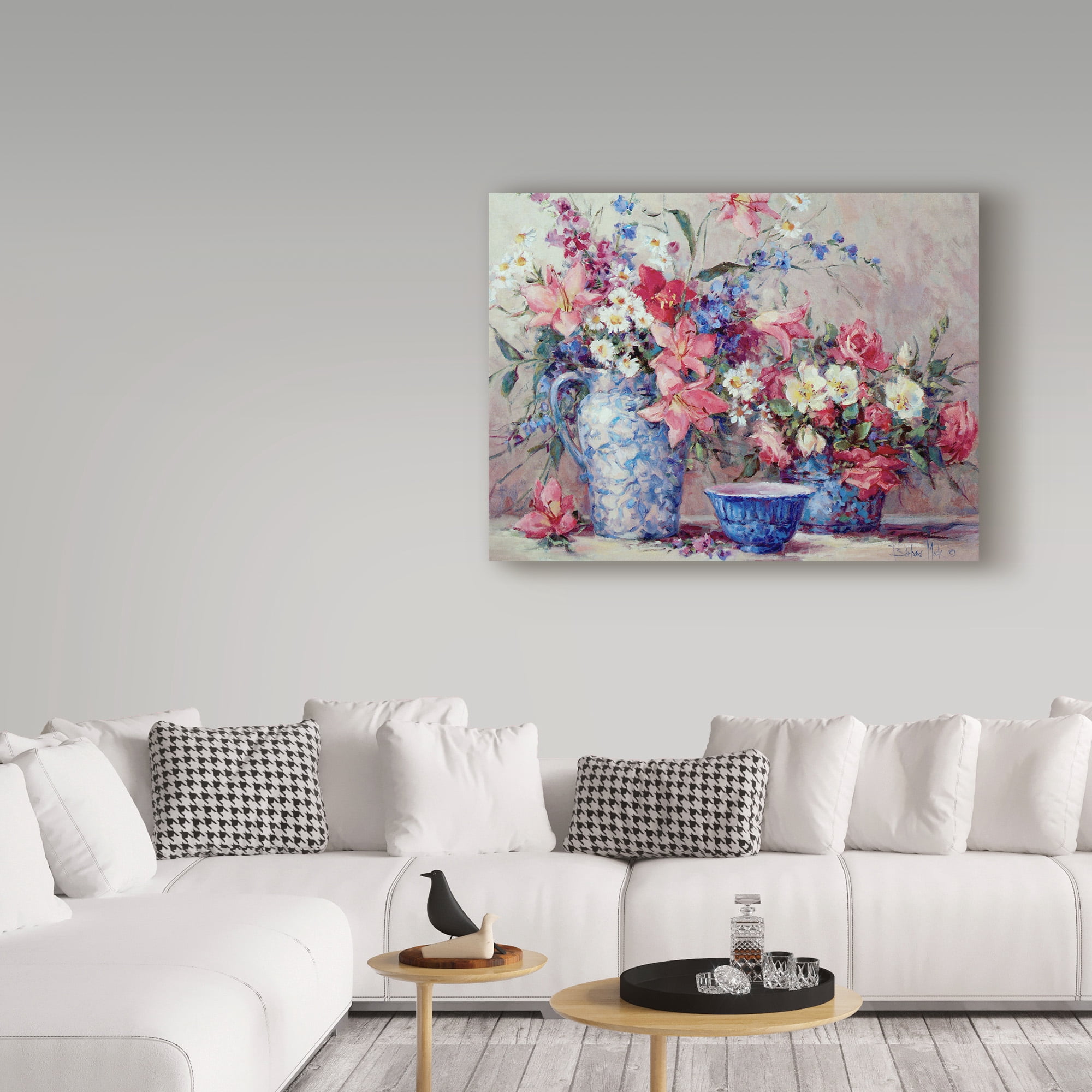 Trademark Fine Art 'Flowers And Blue Porcelain' Canvas Art by Barbara Mock