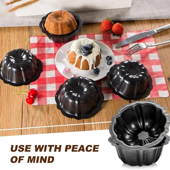 4 Inch Fluted Cake Pan, （1-pc）Nonstick Carbon Steel Molds For Baking Cupcakes Brownies Tarts Muffins Puddings