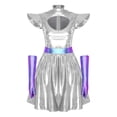 thumbnail image 5 of Aislor Womens Metallic Space Alien Shiny Robot Dress Carnival Outfits with Gloves Silver XXL, 5 of 7