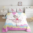 thumbnail image 2 of Homewish Kids Children Ballet Girl 3 Pieces Queen Comforter Set,Dance Theme Ultra Soft Bedding Sets,Abstract Gradient Glitter Bedding Comforter Set Breathable,Breathable Home Decor,Reversible, 2 of 8