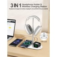 thumbnail image 2 of Soporte para auriculares TopMade 5 en 1 con cargador inalámbrico blanco, 2 of 8