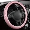 thumbnail image 5 of Steering Wheel Cover, Pink Patterned Leather Patchwork Design, Universal Fit 14.5"–15.5", Anti-Slip, Odor-Free, Soft PU Grain Leather, Durable Grip Car Accessory for Girls & Women, 5 of 8