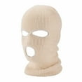 thumbnail image 2 of Men's 3-Hole Windproof - Skiing Motorcycle Cycling Face Mask for Extreme Cold (Unisex Thermal) Under 5$, Yubnlvae 3 Hole Winter Knitted Hat Outdoor Sports Full , Beige, One Size, 2 of 4