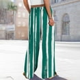 thumbnail image 4 of Aobny Gaucho Pants Women Green Striped Baggy Pants Culottes High Waisted Full Women’S Pants, 4 of 8