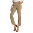 thumbnail image 3 of Genuiskids Women's Flare Leg Split Trousers Split Front Dress Pants High Elastic Waist Business Work Crop Pants Solid Elegant Casual Long Pants with Pockets, 3 of 6