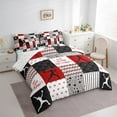thumbnail image 3 of Castle Fairy Geometric Plaid 7 Pieces Bedding Comforter Set for Teenagers,Sport Volleyball Full Bedding Set Lightweight,Abstract Stripes Fitted Sheet Flat Sheet,Luxury Bedroom Decor, 3 of 8