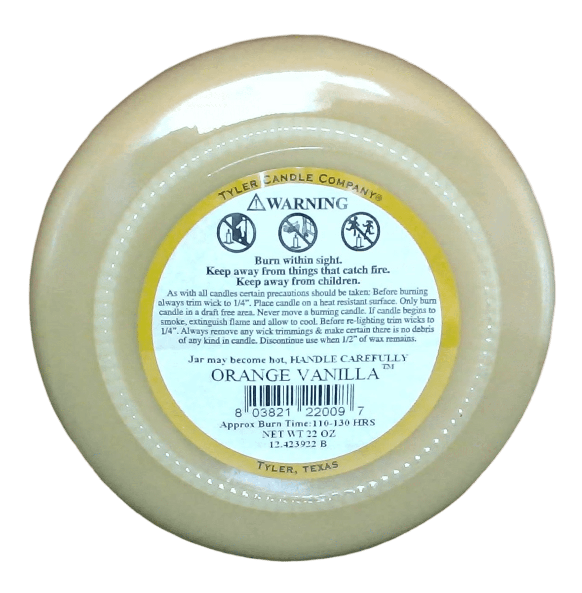 Tyler Candle Company - Orange Vanilla - 22oz jar candle - with Tyler matches