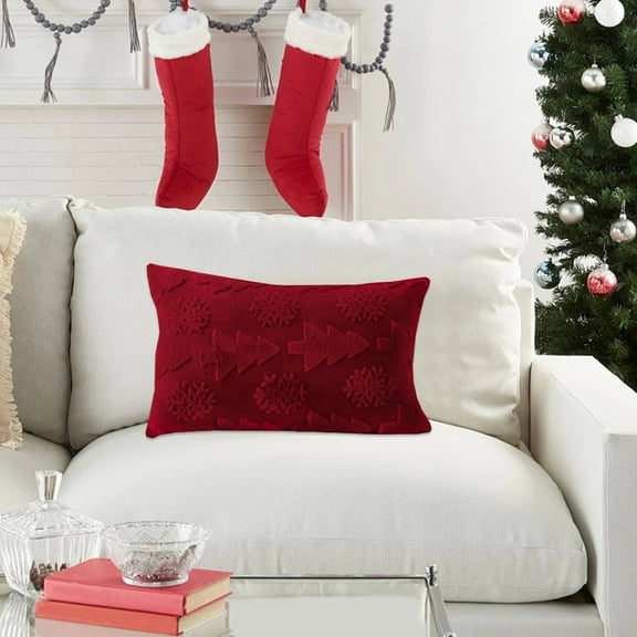 11.81*19.68 Inch Christmas Pillow Covers, Red Christmas Decorations Throw Pillows, Christmas Pillows for Party Decorations - Xmas Winter Holiday Sofa Decor