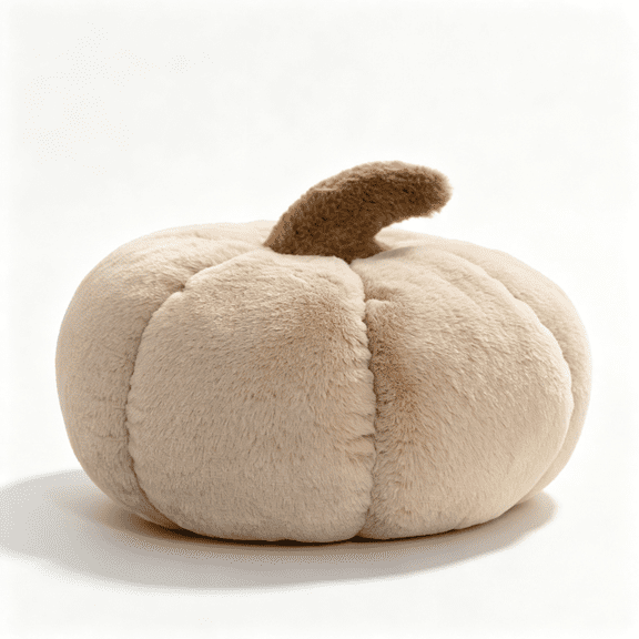 Phantoscope Faux Rabbit Fur Pumpkin Throw Pillow, Halloween & Fall Decorative Accent Pillow, Beige, 6 x 12 in, 1 Pack