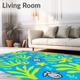 thumbnail image 2 of ODIKA 6'x9' Machine Washable Non-Slip Area Rug, Spirited Cartoon Sea Garden with Frolicking Axolotls and Ocean Plants High Traffic Rug, Blue, 721758, 2 of 7