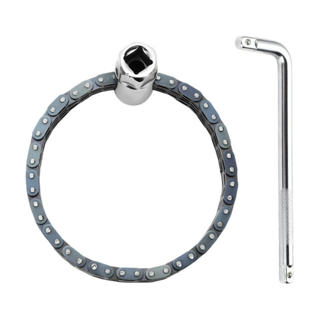 Llave para filtro de aceite de cadena, portátil, de mano, resistente, práctica, para accesorios de tubería 44 Sección de barra de curvatura