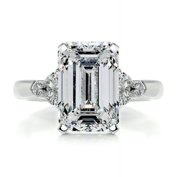 Spot Jewel 2.2 Ct Emerald Cut Diamond Engagement Ring for Women - 14K White Gold Plated - Lab-Created Diamond - Prong Setting - Exquisite Wedding Ring - Ideal for Proposals and Special Occasions