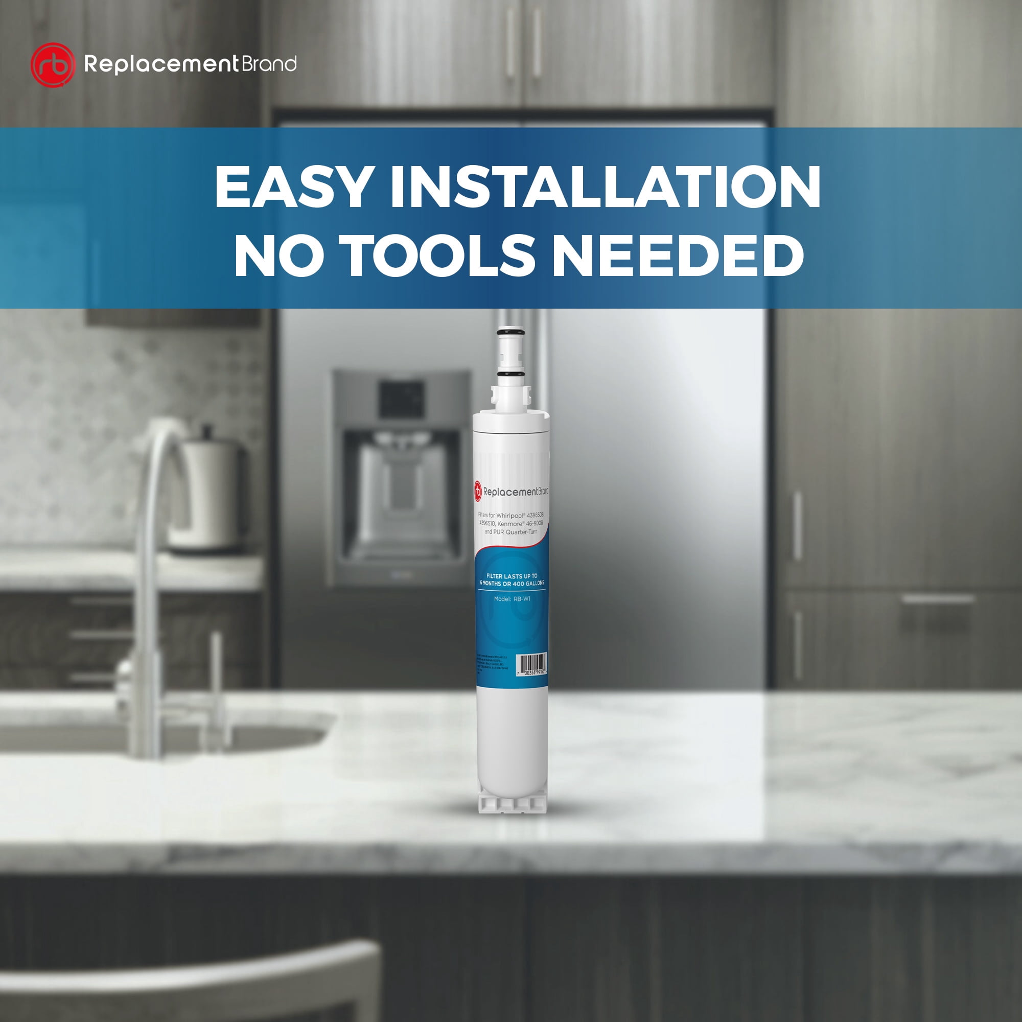 ReplacementBrand 4396508 Comparable Replacement for 4396508 EDR5RXD1 4396510 Refrigerator Water Filter 2 Pack