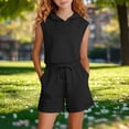 thumbnail image 5 of NAISIBABY Girls Outfit Sets, Hooded Tank Tops and Drawstring Shorts 2-Piece Summer Casual Sports Clothes Black Size 14, 5 of 5