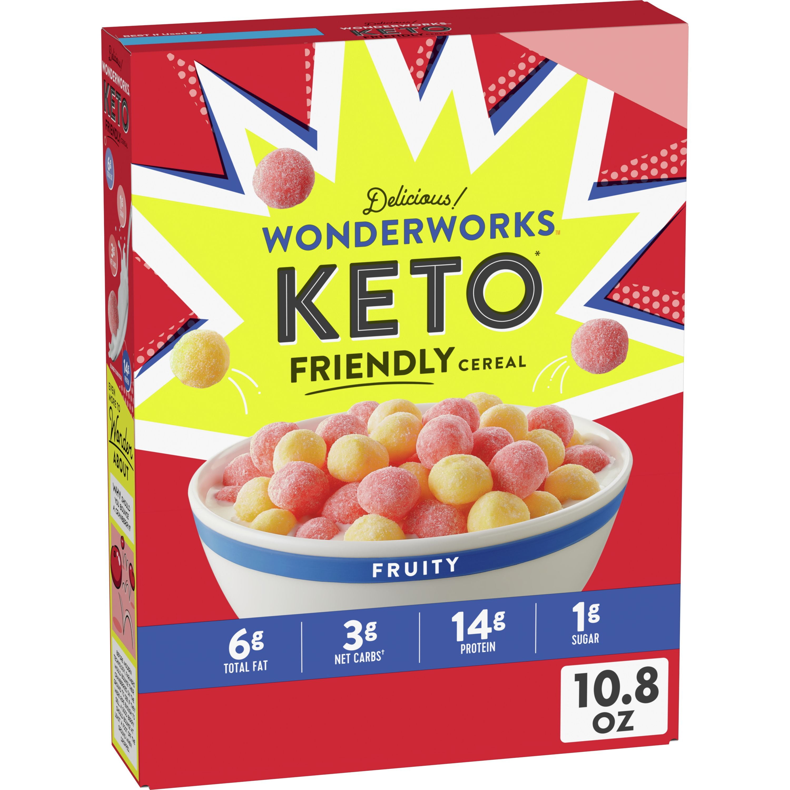 Fruity Wonderworks Keto Friendly Breakfast Cereal, Keto Friendly Snack, 1g sugar, 10.2 oz