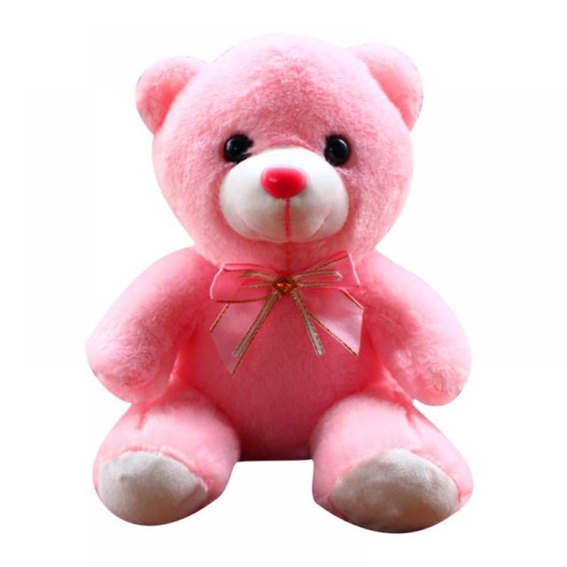 Animales de peluche con luz LED que se iluminan y duermen, juguetes de peluche para niños, luces nocturnas, regalos de Pascua para niños pequeños, niños y niñas, osito de peluche rosa pequeño de 8