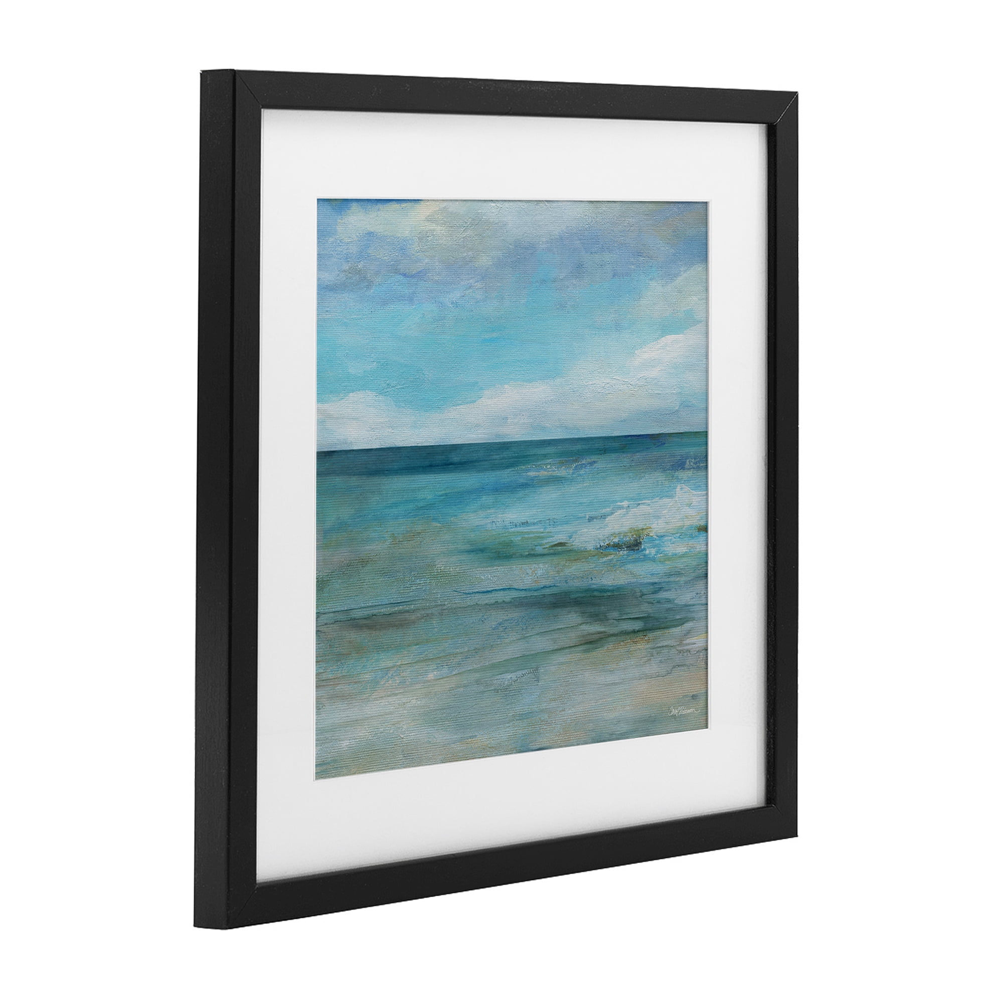 Stupell Industries Aqua Seascape Tranquility Black Framed Print Under Glass, design by Carol Robinson