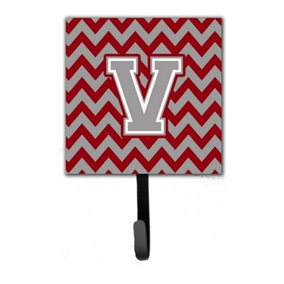 Letter V Chevron Crimson & Grey Leash or Key Holder
