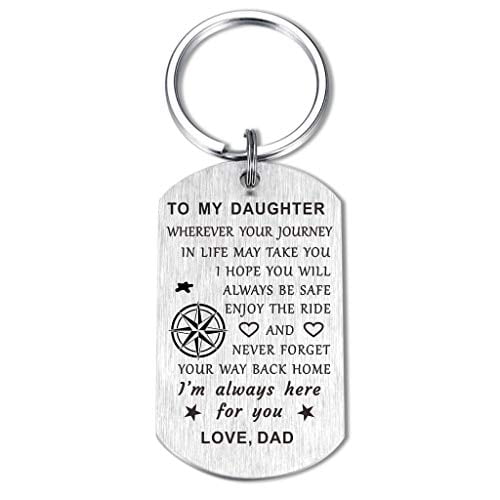Love Mom Dad Son Daughter Keychain Teacher Jewelry Gift Stainless Steel Keyring 