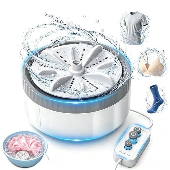 Portable Washing Machine,USB Ultrasonic Mini Washing Machine for Clothes & Dishes, Smart Control Dual-Direction Turbo Portable Sink Washer for Travel, Dorms, RVs, Camping