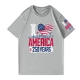 thumbnail image 4 of Dweltoz 250 Year Anniversary Usa Shirts for Women Short Sleeve Graphic Tops Solid Oversized Top Independence Day Crewneck Fashion Leisure 1776-2026 Pullover,Light Gray 2XL, 4 of 4