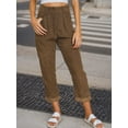 thumbnail image 6 of Weardear Womens Elastic Waist Pants Corduroy Straight Leg Casual Pants Trousers with Pockets, 6 of 8
