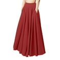thumbnail image 2 of sunsanly Maxi Skirt Two Pockets High-Waist Elastic Waist Pleated Large Hem Clothing Matching Oversized Women A-Line Solid Skirt Summer Clothes, 2 of 8