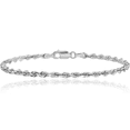 thumbnail image 2 of 14K Solid White Gold 3mm Quadruple Rope Chain Bracelet, 2 of 5