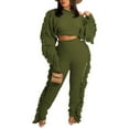 thumbnail image 5 of Aoochasliysweat Suits for Womens 2 Piece Women Trendy Casual Clothes Solid Color Two Piece Knitted Long Sleeve Tassel Outfits, 5 of 8