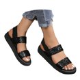 thumbnail image 2 of Women's Platform Sandals Slingback Sparkly Sandals Outdoor Beach Sandals (Black 8.5), 2 of 8
