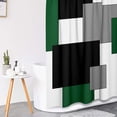 thumbnail image 4 of Blue Geometric Shower Curtain Set with Toilet Lid Cover and Non-Slip Rugs for Bathroom, Black White Grey Checkered 4 Pcs Shower Curtain, Modern Abstract Bathroom Set with 12 Hooks, 4 of 7