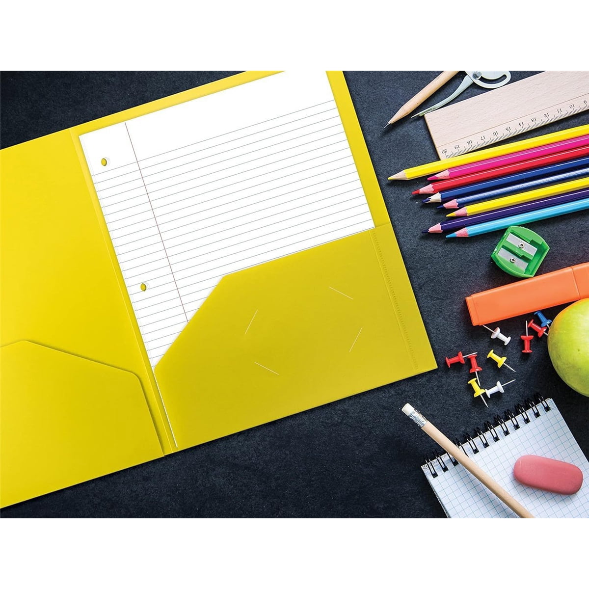 Plastic Folders with Pockets and Prongs, 24 Pack, Letter Size, Flexible Plastic Folders with Prongs 6colors