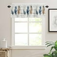 thumbnail image 3 of Blue Brown Feathers Valances for Windows Farmhouse Kitchen Curtains Valances Rod Pocket Valance Curtains for Kitchen Windows Boho Vintage Wooden Grain Window Valances for Bathroom Bedroom 42"x12", 3 of 6
