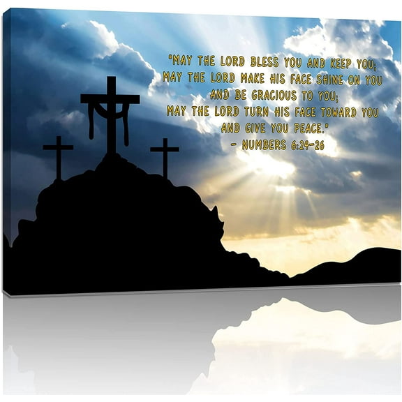 Aaroca Bible Verses Canvas Wall Decor, Christian Office Wall Decor, Religious Wall Art, Scripture Painting Crosses Wall Decor Jesus Modern Artwork Religious Unframed Ready to Hang