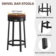 thumbnail image 6 of 24'' Swivel Bar Stools with Footrest Set of 2,Modern Counter Height Barstools,Industrial PU Leather Upholstered Chairs,Backless Round Bar Stools for Kitchen Island, 6 of 8