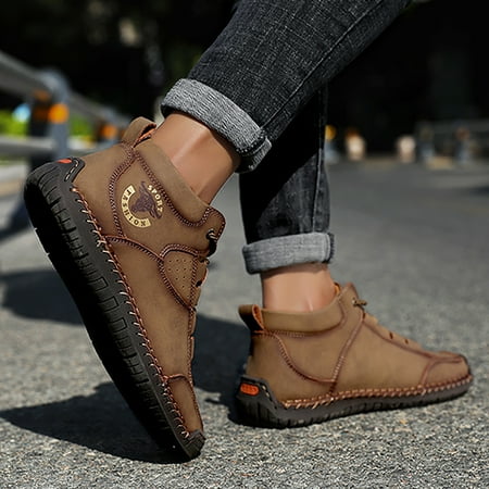 

Winter Clearance Deals! SuoKom Boots for Men Men s Snow Boots Winter Ankle Short Bootie Waterproof Footwear Warm Shoes Winter Snow Boots for Men Brown