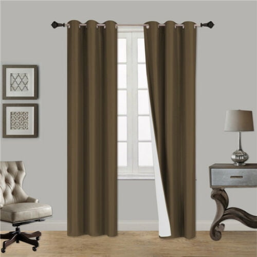 92 Hotel Quality Grommet Top Microfiber Cotton Touch Single Panel Brown Solid Thermal Foam Lined Blackout Heavy Thick Window Curtain Ds Bronze Grommets 84 Length Com Single Panel Brown Solid Thermal Foam, 92 Inch Curtains