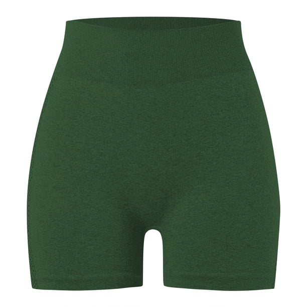 Gibobby Shorts Yoga Pantalones deportivos de cintura alta para mujer, pantalón liso, a la moda(Verde, S)