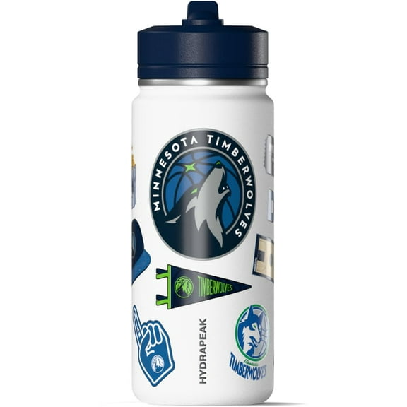 Hydrapeak x NBA Officially Licensed Minnesota Timberwolves 20 oz Active Water Bottle with Straw Lid and Handle Reusable Stainless Steel Double Wall Insulated Sports Gift for Kids/Adults