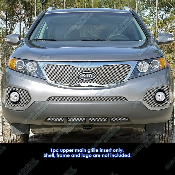 APS Compatible with Kia Sorento 2011-2013 with Logo Show Main Upper Stainless Steel Chrome Mesh Front Grill Grille Insert K76757Z